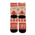 Xmas Deer Knitted Print Long Socks