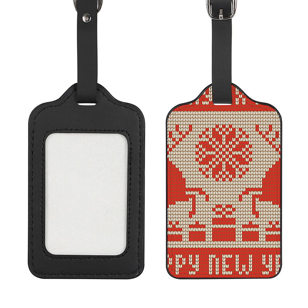 Xmas Deer Knitted Print Luggage Tag