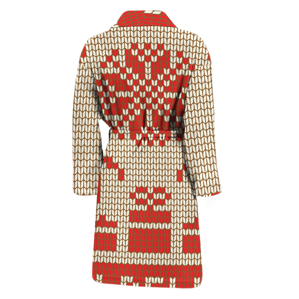 Xmas Deer Knitted Print Men's Bathrobe