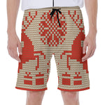 Xmas Deer Knitted Print Men's Beach Shorts