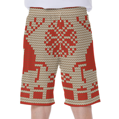 Xmas Deer Knitted Print Men's Beach Shorts