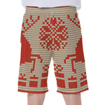 Xmas Deer Knitted Print Men's Beach Shorts