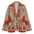 Xmas Deer Knitted Print Men's Blazer
