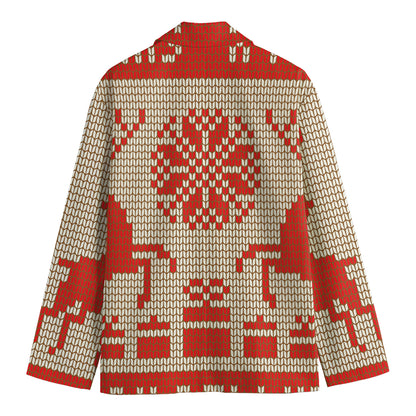 Xmas Deer Knitted Print Men's Blazer