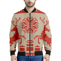 Xmas Deer Knitted Print Men's Bomber Jacket