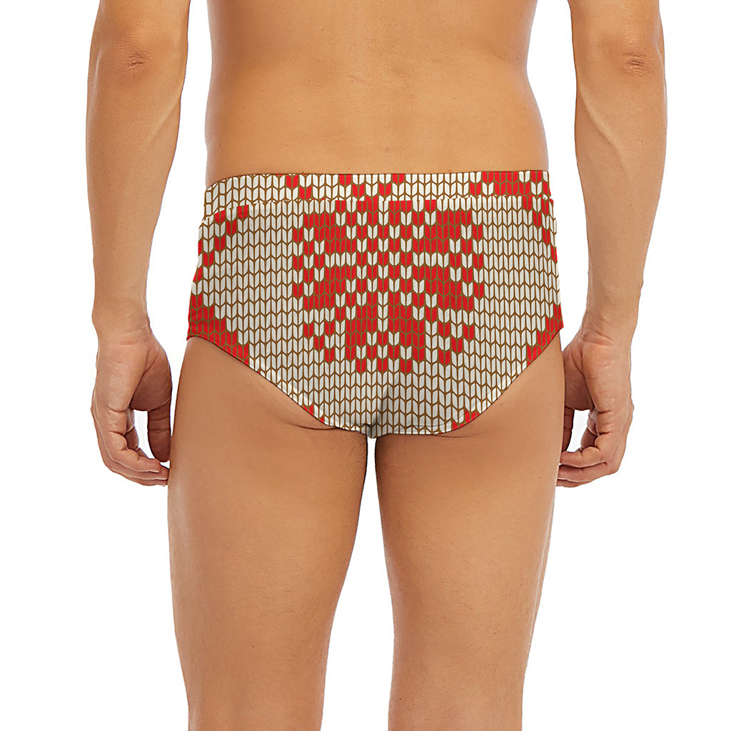Xmas Deer Knitted Print Men's Briefs