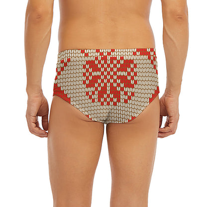 Xmas Deer Knitted Print Men's Briefs