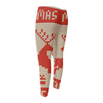 Xmas Deer Knitted Print Men's Compression Pants