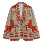 Xmas Deer Knitted Print Men's Cotton Blazer