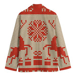 Xmas Deer Knitted Print Men's Cotton Blazer