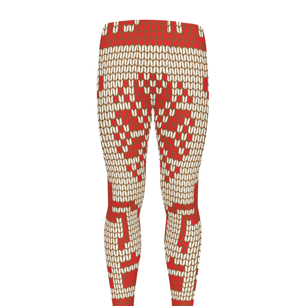 Xmas Deer Knitted Print Men's leggings