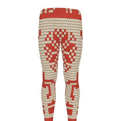 Xmas Deer Knitted Print Men's leggings