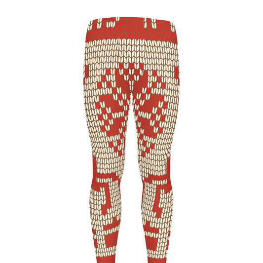 Xmas Deer Knitted Print Men's leggings