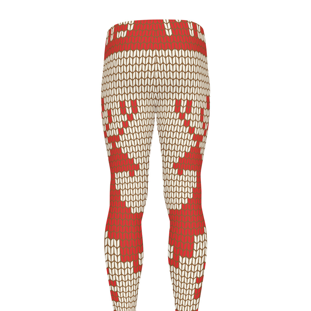 Xmas Deer Knitted Print Men's leggings