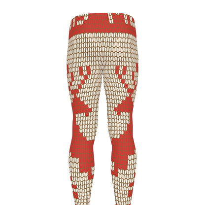 Xmas Deer Knitted Print Men's leggings