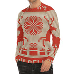 Xmas Deer Knitted Print Men's Long Sleeve Rash Guard