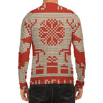 Xmas Deer Knitted Print Men's Long Sleeve Rash Guard