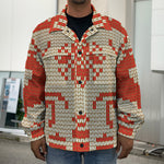 Xmas Deer Knitted Print Men's Shirt Jacket