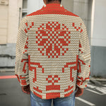 Xmas Deer Knitted Print Men's Shirt Jacket