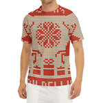 Xmas Deer Knitted Print Men's Short Sleeve Rash Guard