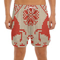 Xmas Deer Knitted Print Men's Split Running Shorts