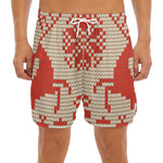 Xmas Deer Knitted Print Men's Split Running Shorts