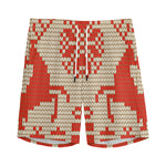 Xmas Deer Knitted Print Men's Sports Shorts