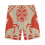 Xmas Deer Knitted Print Men's Sports Shorts