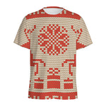 Xmas Deer Knitted Print Men's Sports T-Shirt