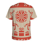 Xmas Deer Knitted Print Men's Sports T-Shirt