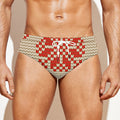 Xmas Deer Knitted Print Men's Swim Briefs
