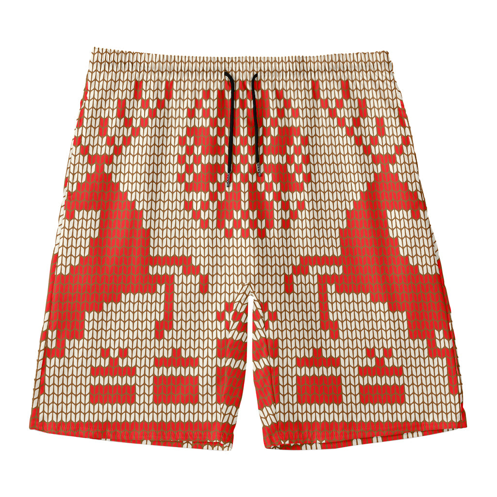 Xmas Deer Knitted Print Men's Swim Trunks
