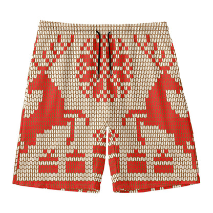 Xmas Deer Knitted Print Men's Swim Trunks