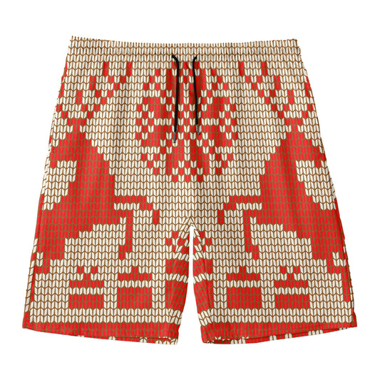 Xmas Deer Knitted Print Men's Swim Trunks