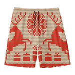 Xmas Deer Knitted Print Men's Swim Trunks