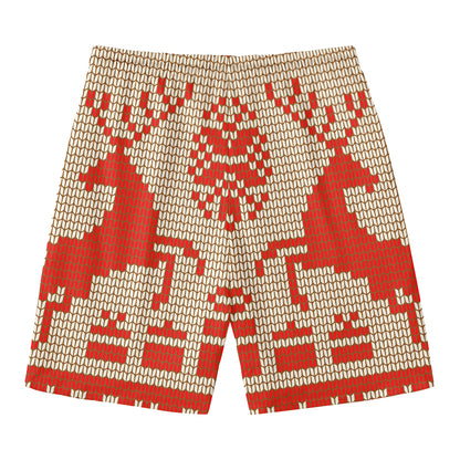 Xmas Deer Knitted Print Men's Swim Trunks