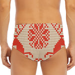 Xmas Deer Knitted Print Men's Triangle Swim Briefs