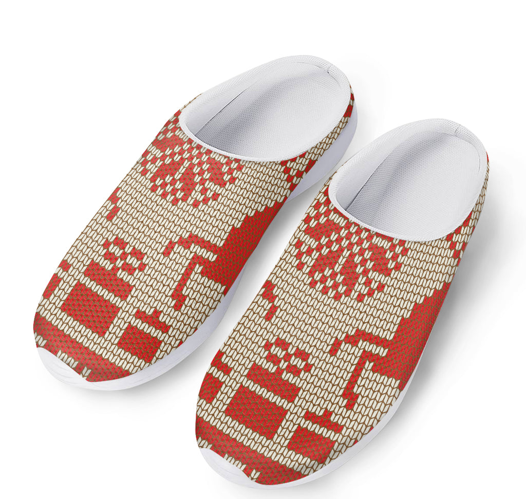 Xmas Deer Knitted Print Mesh Casual Shoes