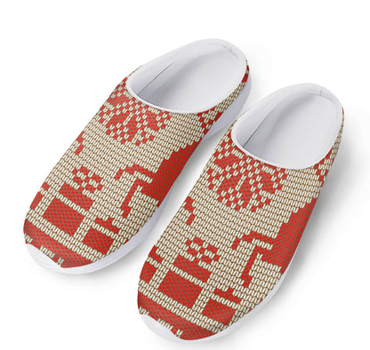 Xmas Deer Knitted Print Mesh Casual Shoes
