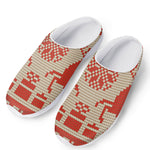 Xmas Deer Knitted Print Mesh Casual Shoes