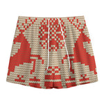 Xmas Deer Knitted Print Mesh Shorts