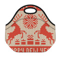 Xmas Deer Knitted Print Neoprene Lunch Bag