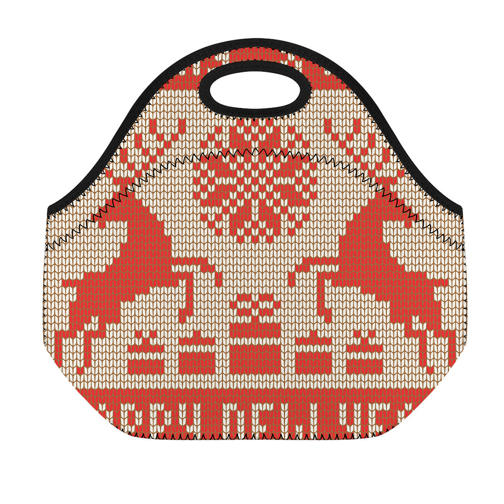 Xmas Deer Knitted Print Neoprene Lunch Bag