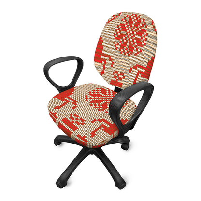 Xmas Deer Knitted Print Office Chair Cover