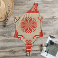 Xmas Deer Knitted Print One Shoulder Bodysuit