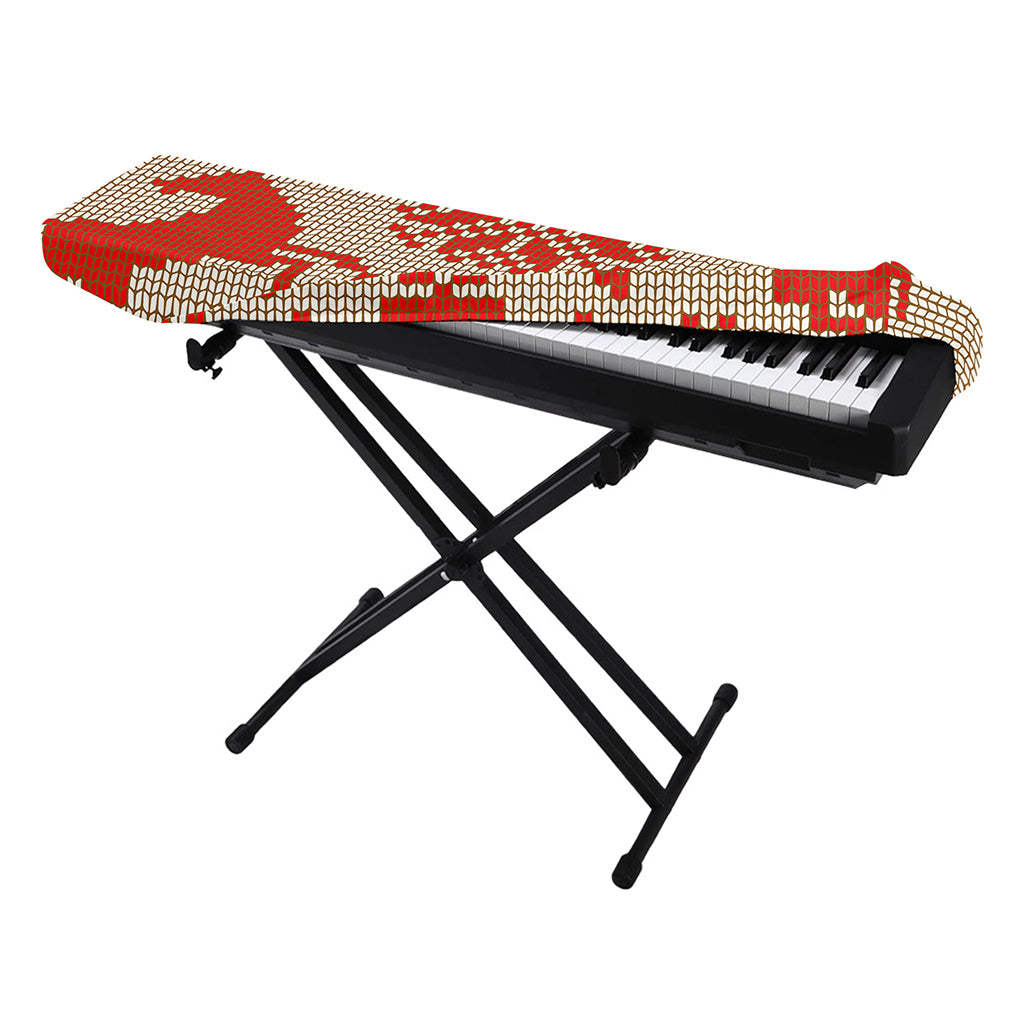 Xmas Deer Knitted Print Piano Keyboard Cover