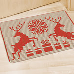 Xmas Deer Knitted Print Polyester Doormat