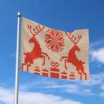 Xmas Deer Knitted Print Polyester Flag