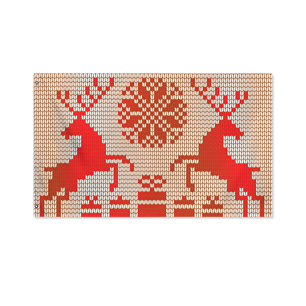 Xmas Deer Knitted Print Polyester Flag