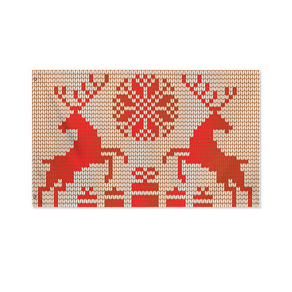 Xmas Deer Knitted Print Polyester Flag